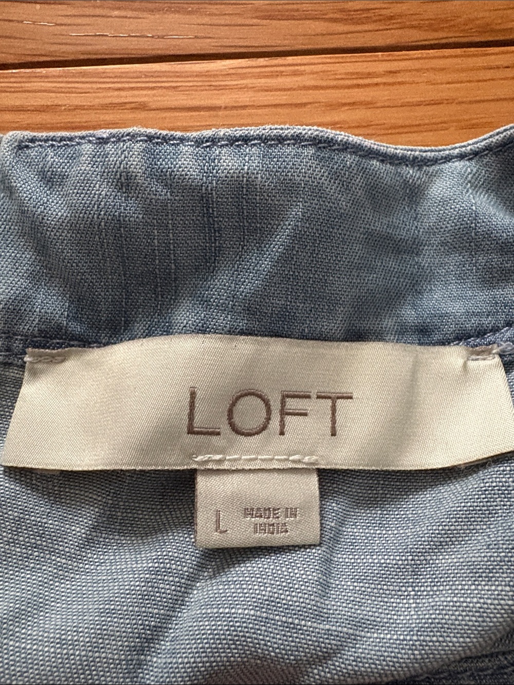 LOFT Light Blue Chambray Puff-Sleeve Blouse - Picture 2 of 9